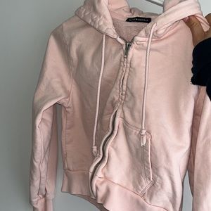 light pink brandy meville full zip up cropped